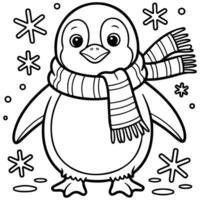 Winter penguin for coloring isolated white background vector