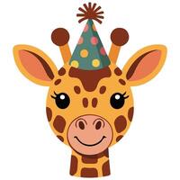 Portrait giraffe face cartoon isolated white background vector