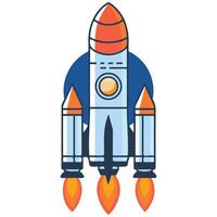 Rocket launch in outer space isolated white background vector