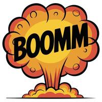 Retro explosion text boom isolated white background vector