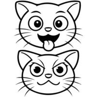 Cute cats different emotions set isolated white background vector