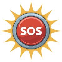 Red SOS emergency button isolated white background vector