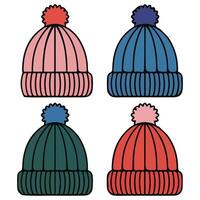Winter autumn hat set isolated white background vector
