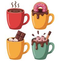 Cappuccino espresso cocoa set isolated white background vector