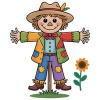 Scarecrows on sticks set isolated white background vector