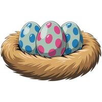 Dinosaur eggs in nest set isolated white background vector