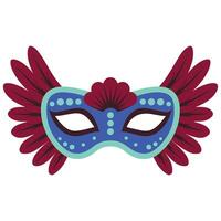 Carnival mask with feathers isolated white background vector