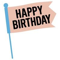 Happy birthday wavy banner isolated white background vector