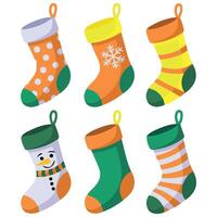 Christmas stocking holiday set isolated white background vector