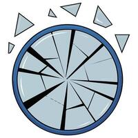 Broken round mirror pieces isolated white background vector