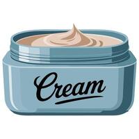 Open jar of cream isolated white background vector