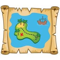 Treasure map cartoon style isolated white background vector