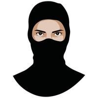 Terrorist mask front view isolated white background vector
