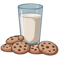 Glass of milk cookies isolated white background vector