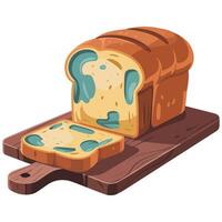 Stale bread on board isolated white background vector