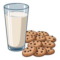 Milk with oatmeal cookies isolated white background vector