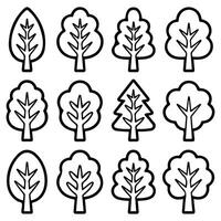 Colorful trees different types isolated white background vector