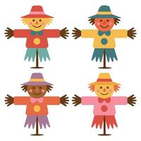 Scarecrow collection set isolated white background vector
