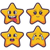 Star shaped emoticon set isolated white background vector