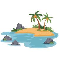 Lake with palm trees isolated white background vector