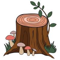 Stump log hand drawn isolated white background vector