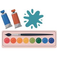 Painting tools elements set isolated white background vector