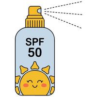 Sunscreen spray bottle SPF isolated white background vector