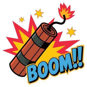 Dynamite about to explode isolated white background vector