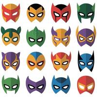 Superhero mask icons set isolated white background vector