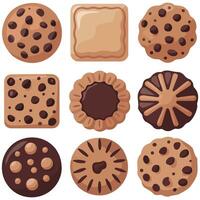 Cookie biscuit icon set isolated white background vector