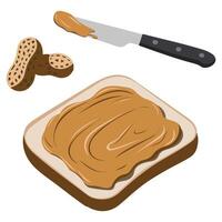 Peanut butter sandwich slice isolated white background vector