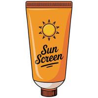 Sun screen orange package isolated white background vector