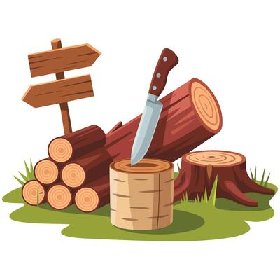 Wood logs lumber materials isolated white background