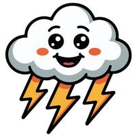 Kawaii weather elements set isolated white background vector