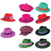Summer hats headgears set isolated white background vector