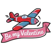 Airplane valentine banner sky isolated white background vector