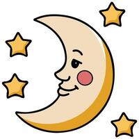 Smiling half moon cute isolated white background vector