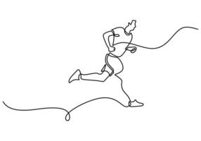 Jogger Action Continuous Line Drawing for Fitness Movement vector