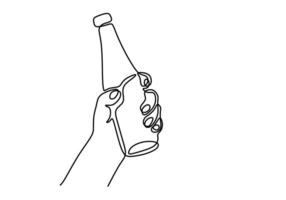 Hand with Water Bottle One Line Drawing for Hydration vector
