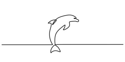 Jumping Dolphin Continuous Line Drawing for Wildlife Ocean Theme vector