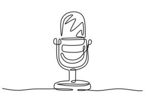 Podcast Microphone One Line Drawing for Broadcasting vector