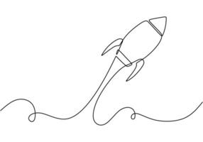 Rocket Launch One Line Drawing for Startup Innovation vector