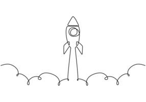 Spacecraft Flight Continuous Line Illustration for Discovery vector