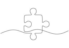 Jigsaw Piece One Line Art for Business Concepts vector