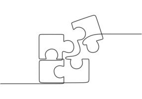 Puzzle Pieces Continuous Line Art for Business Strategy vector