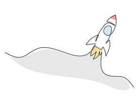 Rocket Exploring Universe Continuous Drawing for Future vector