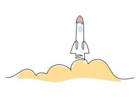 Spaceship Voyage Continuous Line Art for Exploration vector