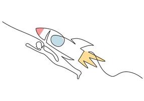 Astronaut and Spacecraft Continuous Line Art for Discovery vector
