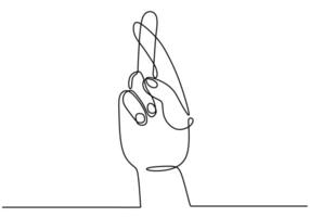 Crossed Fingers Minimalist Continuous Line Art for Luck vector
