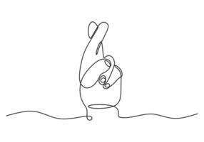 Fingers Crossed for Luck Minimalist Line Drawing vector